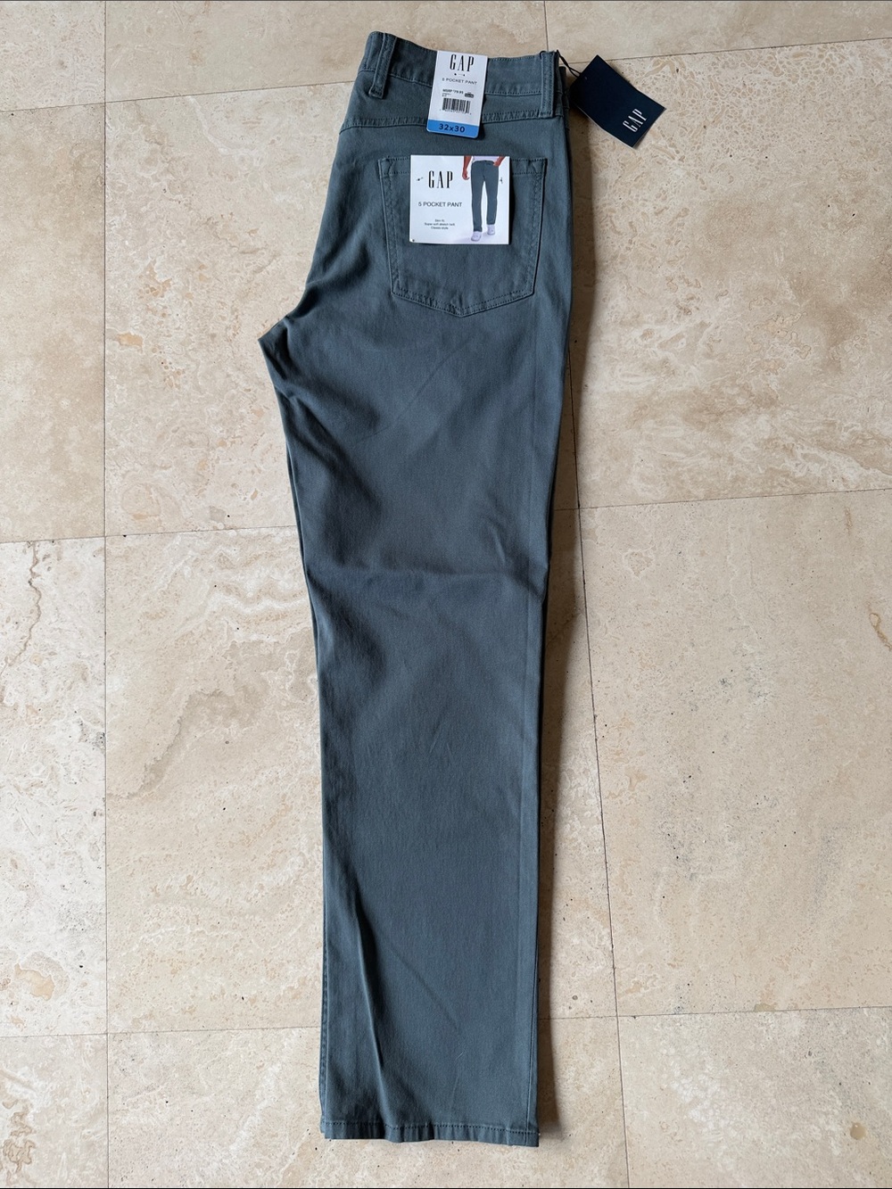 GAP Men's Straight Five-Pocket Jeans in Slate Gray-Green